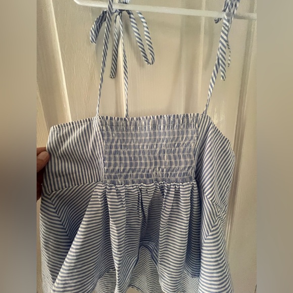 Maeve summery blue and white striped top with ties spaghetti straps, size 4 - Picture 3 of 5